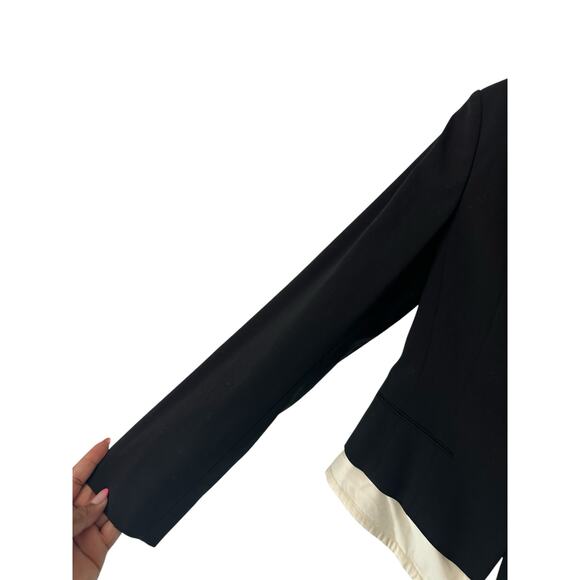 Rene Lezard Blazer XS Black‎ White Tuxedo Office Work Career Dressy Business - Picture 8 of 13